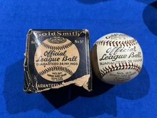 1933-39 Goldsmith Official League Blue And Red Laces Baseball W/Box Cincinnati