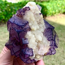 1.10LB Natural Purple QR code fluorite Cube Crystal Mineral Specimen