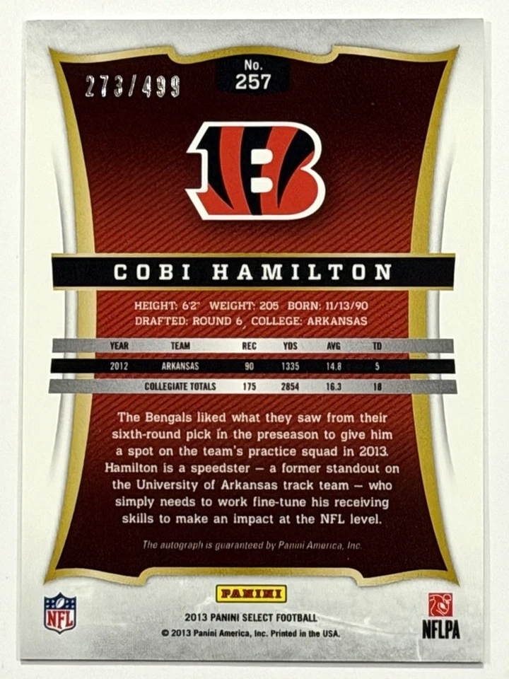 2013 PANINI SELECT AUTO COBI HAMILTON SIGNED AUTOGRAPH ROOKIE CARD RC /499 - Image 2 of 2