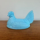 Vintage Blue Slag Milk Glass Hen on Nest Ring of Fire Replacement Lid