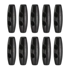 10pcs Wooden Toggle Buttons 35mm 2-Hole Wood Olive Sewing Button, Black
