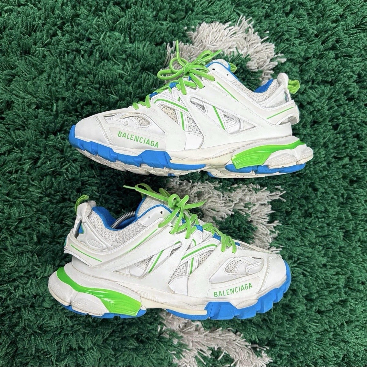 Size 7 - Balenciaga Track Sneaker White Green Blue - Super Clean