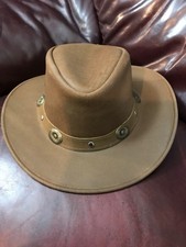 Cappello western cowboy uomo e donna marrone vera pelle (S)