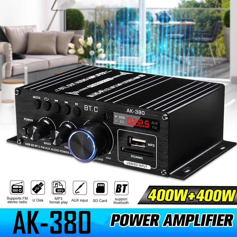 40W Bluetooth HiFi Power Amplifier Audio Digital Stereo FM AMP With Remote New