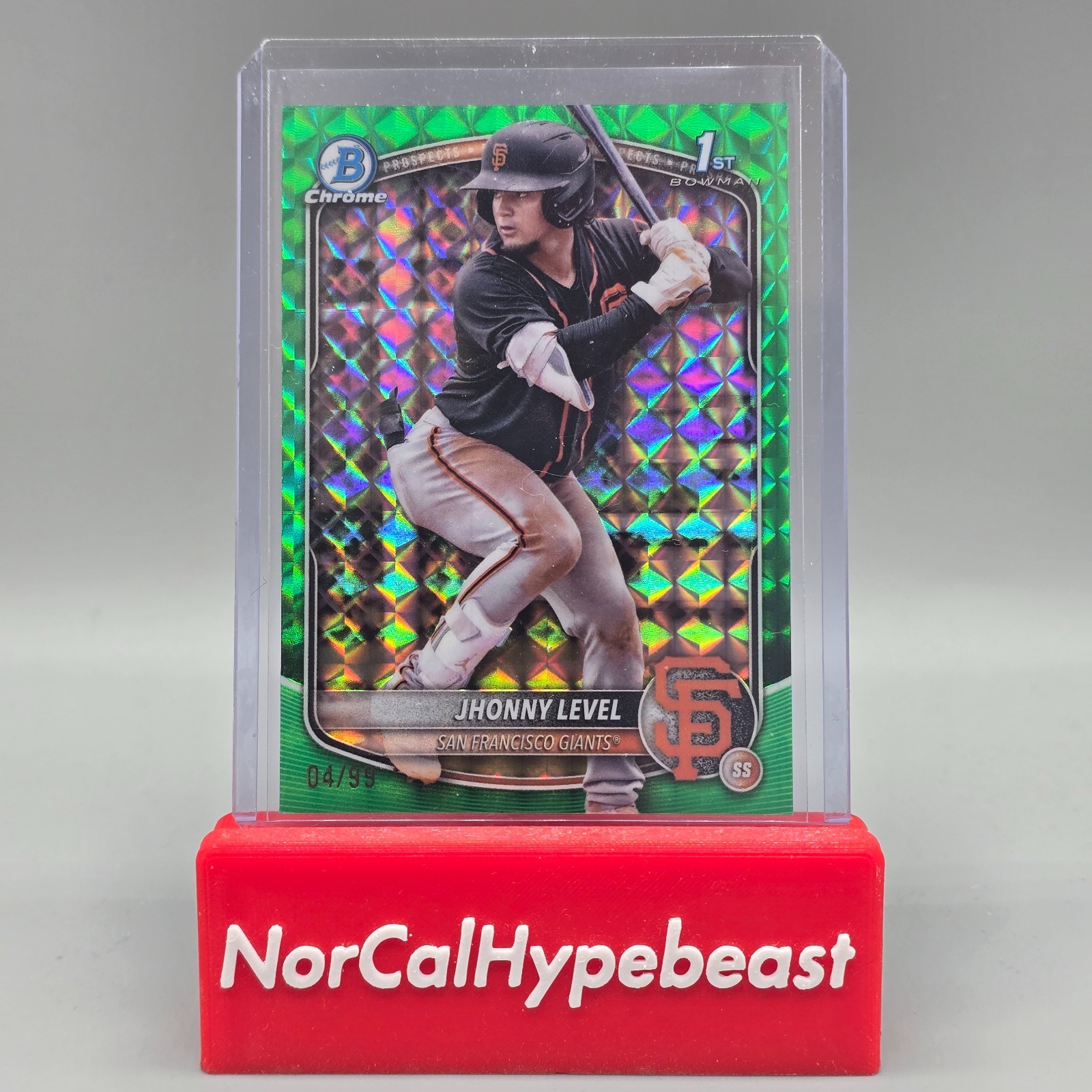2025 Bowman Baseball JHONNY LEVEL 1st Chrome Green Geometric Refractor /99