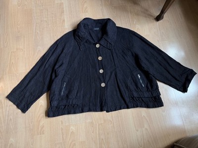 SARAH SANTOS WUNDERSCHÖNE LEINEN JACKE SCHWARZ LAGENLOOK