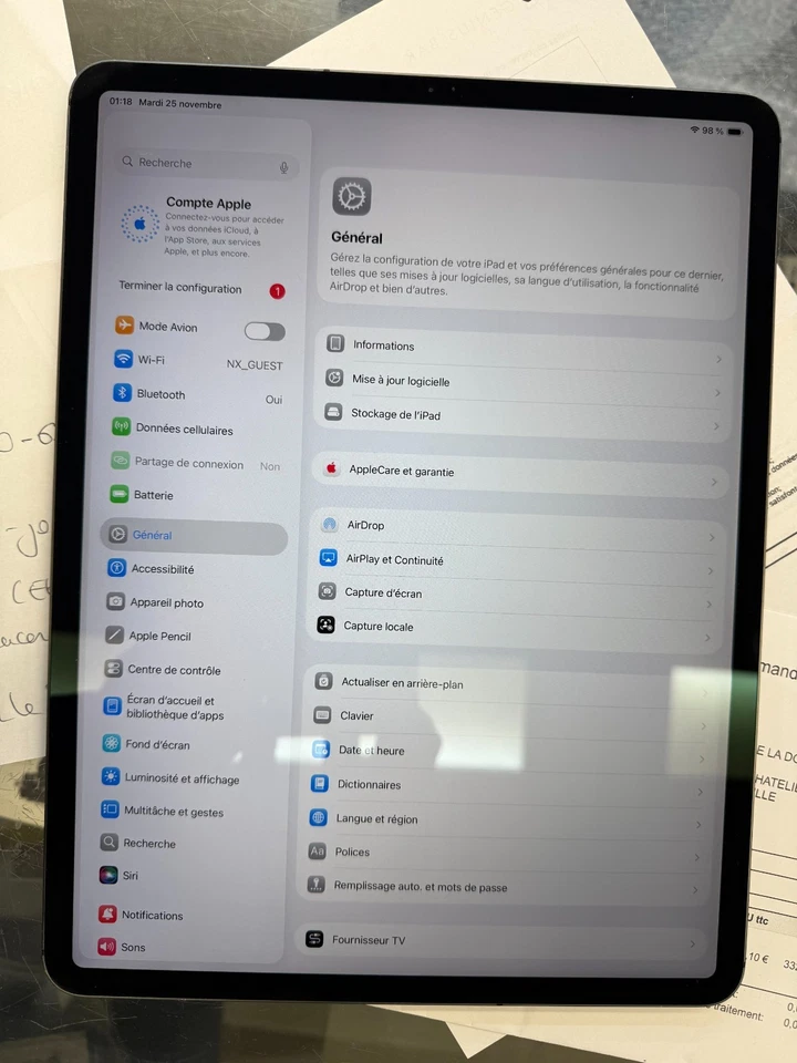 Bat 89% TBE  Tablet Apple  IPAD PRO 3 A1895 2018 A12X 12.9"  256GO 4GO SIM 4G - Photo 2/4