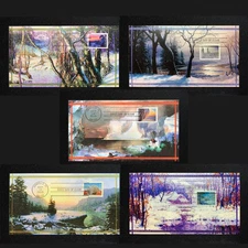 2025 Winter Landscapes Stamps 5 FDC Set: Series 2: Water: Cachets Ciccolella