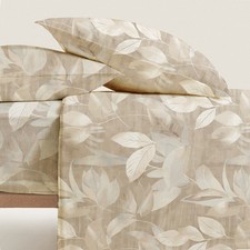MEDIS winter flannel sheet set with dove grey foliage pattern