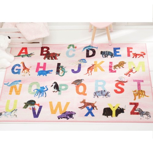 Home Dynamix Eric Carle Elementary Pink Alphabet Kids Machine Washable Area R... - Picture 8 of 9