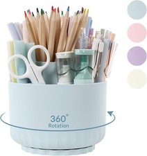 360 Rotating Desk Organizer Pencil Pen Holder 5 Slot Office Storage Caddy