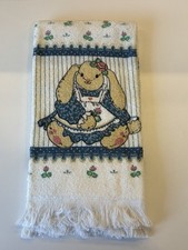 Vintage Cannon Kitchen Towel Bunny Cotton Made In USA Blue Dress