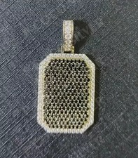 2 Ct Lab Created Black Diamond Men's Dog Tag Pendant 14k Yellow Gold Plated