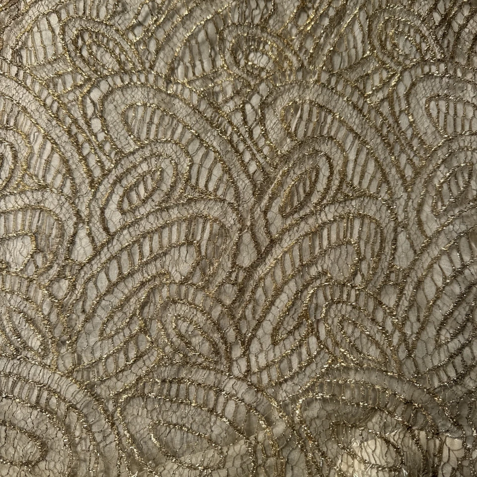 Blusa social de renda metálica dourada antiga da década de 1920 rotulada lamé vintage - Imagem 2 de 4