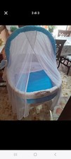 cesta neonato come nuova  con interno  Rivestimento Azzurro Pois Bianco 