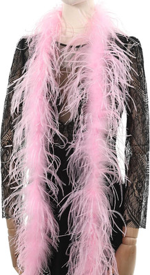 Pink Ostrich Feather Boa - 2Yards 1Ply Long Boas for Party,Home Decor,DIY Craft