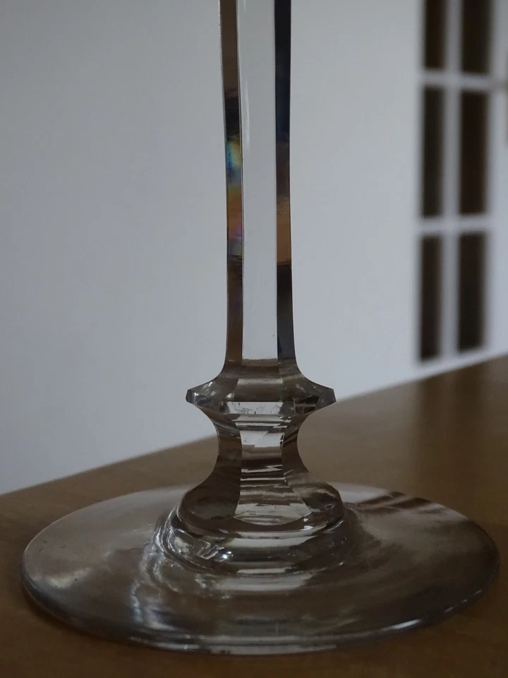 VAL ST LAMBERT 1 ANCIEN VERRE A VIN ROEMER CRISTAL DOUBLER COLORER BLEU 18 cm - Photo 3/4