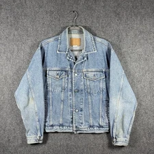 Vintage 90s Levis Blue Mid Wash Denim Jean Trucker Jacket Mens Size Small #1356