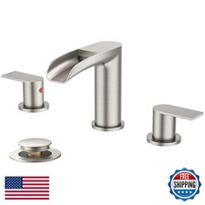 FORIOUS Bathroom Faucet 3 Hole Widespread 8 Inch Brushed Nickel