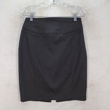 Express Womens Skirt Size 2 Black Stretch Buckle Modern Career Straight Pencil
