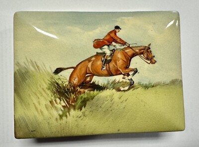 V. Rare Vintage Royal Doulton Fox Hunting Cigarette Set Box with all 4 trays