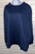 Fresh Produce Sz MEDIUM Navy Blue Boxy Sweatshirt Top Terry USA Made Cotton EUC