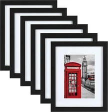 8X10 Picture Frame Set of 6, Display Picture 5X7 with Mat or 8X10 without Mat, B