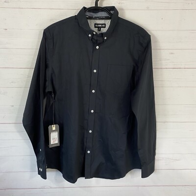 Rank 45 Mens Long Sleeve Button Front Western Shirt Sz M Black Cotton Blend New
