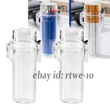 2 Pcs Plastic Transparent Mini Waterproof Cigarette Case Portable Lighter Case