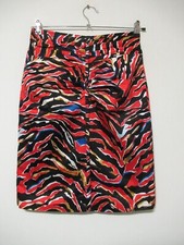 153/3 BALENCIAGA Paris Damen Rock Gr.40 rot schwarz bunt Raffung knielang Futter