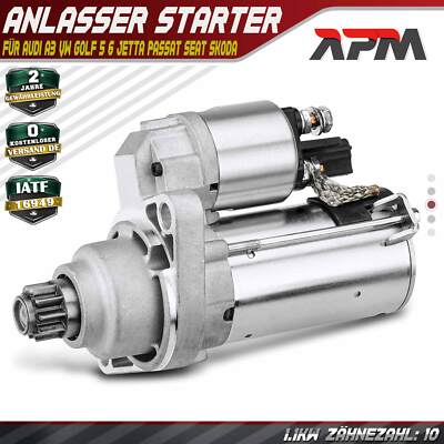 Anlasser Starter 1,2KW 10 Zähnez. für Audi A3 8P VW Golf 5 6 Passat Seat Skoda