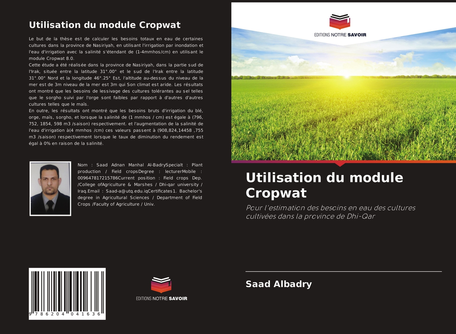 Thumbnail - Utilisation Du Module Cropwat Saad Albadry Taschenbuch Paperback