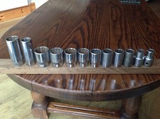 12 Draper Expert AF Sockets With 1/2"Drive 1" to 7/16" & 2 Spark Plug Sockets.