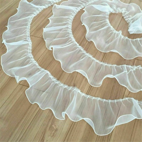 2 Yds Pleated Lace Trim Organza Ruffle DIY Wedding Doll Skirt Sewing Hem Craft - Picture 11 of 15