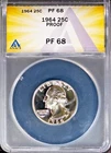 1964 Silver 25c Washington Head Quarter PF 68 ANACS # 7696054 + Bonus