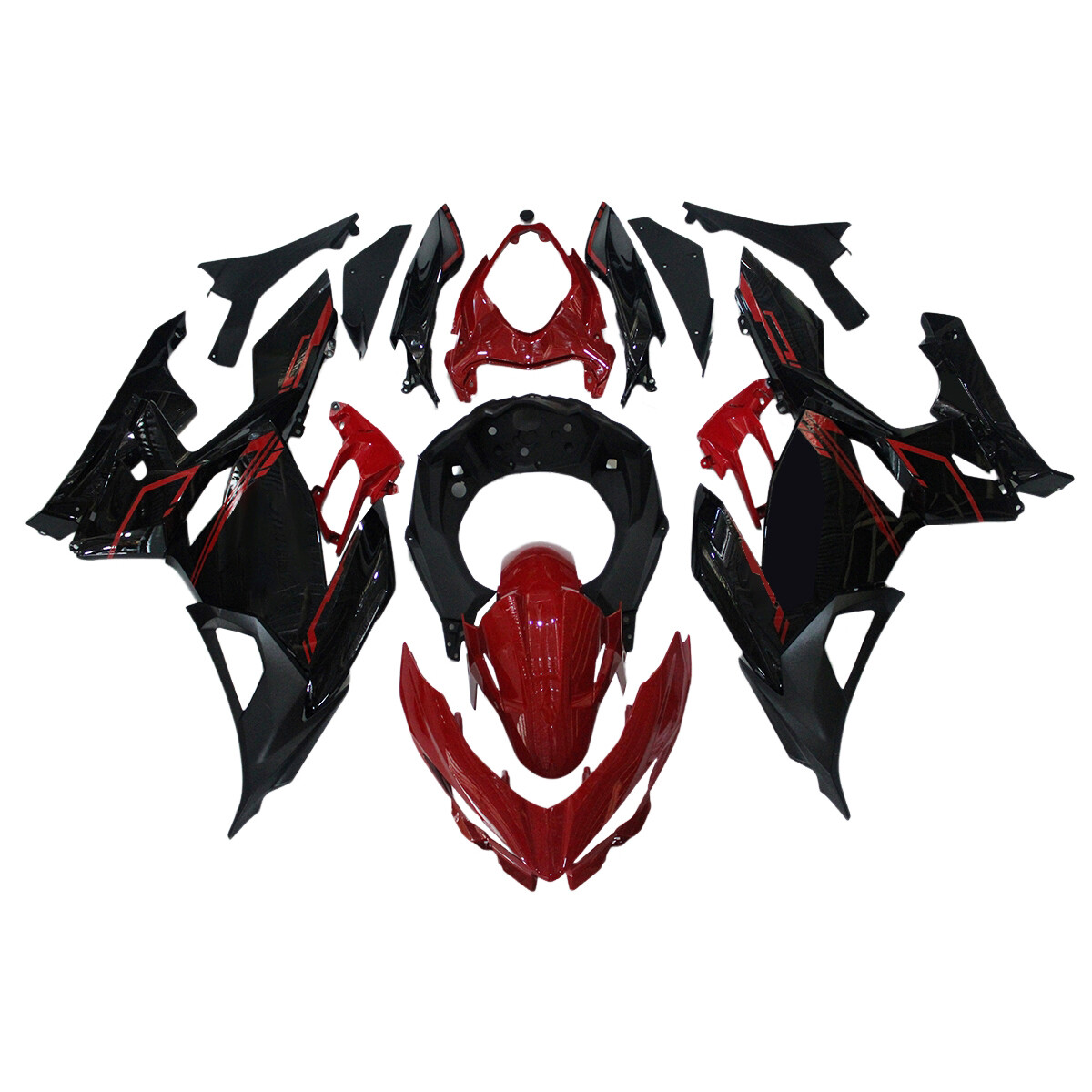 Gloss Black Red Fairings for Kawasaki Ninja 400 2018 19 20 21 22