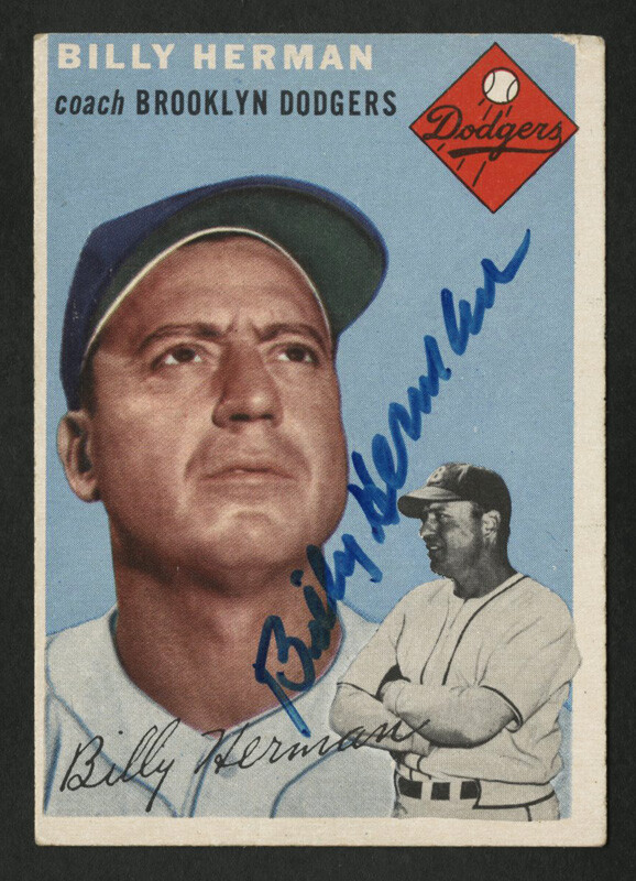 1954 TOPPS #86 BILLY HERMAN AUTOGRAPHED GEM MINT 10 SIGNED