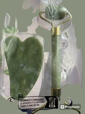 Natural Jade Roller Gua Sha Facial Roller Board Set Massager Tool Anti Aging New