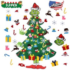 4.5Ft Led Felt Christmas Tree DIY Felt Christmas Kits 37 Ornaments and light USA