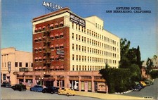 Linen Postcard Antlers Hotel in San Bernardino, California