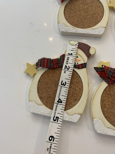 Wooden Painted Snowman Coaster Set 6 Pieces + Holder Winter Holiday Christmas - Picture 5 of 10