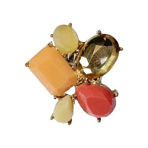 Colorido Anillo Elástico Lucite Moda Naranja, Rojo, Amarillo, Tono Dorado r-12 Foto 4 de 4