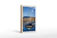 Holzschild Reise 12X18 Cm Palermo Italien Meer Boote Deko Schild