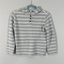 Old Navy white/gray striped hooded long sleeve sweatshirt Boys Lg 10/12 stretch