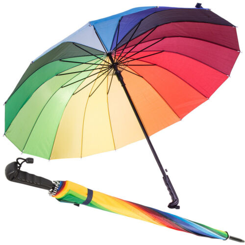 XXL Regenschirm Regenbogen Schirm Stockschirm Partnerschirm sturmsicher 110cm - Bild 1 von 2