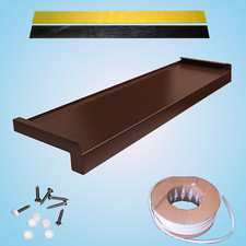 Banco finestra esterno in alluminio marrone con accessori (tappi terminali, guarnizione ecc.)