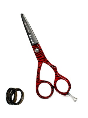 Friseur Friseurschere Profi Haarschneideschere Ausdünnungsschere schwarz rot