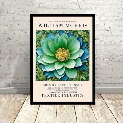William Morris gerahmte botanische Blume Ausstellung Bild Druck groß