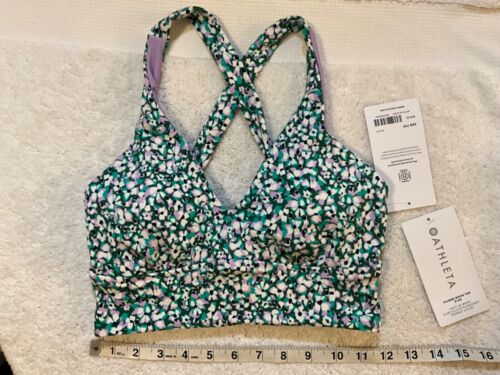 NWT Athleta XXS D-DD Printed Longline Plunge Bikini Top 657727 Floral Green 2XS