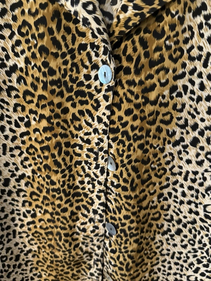 Impressions of California BLUSA LEOPARDO TÚNICA MANGA 3/4 botón delantero talla L Foto 4 de 4